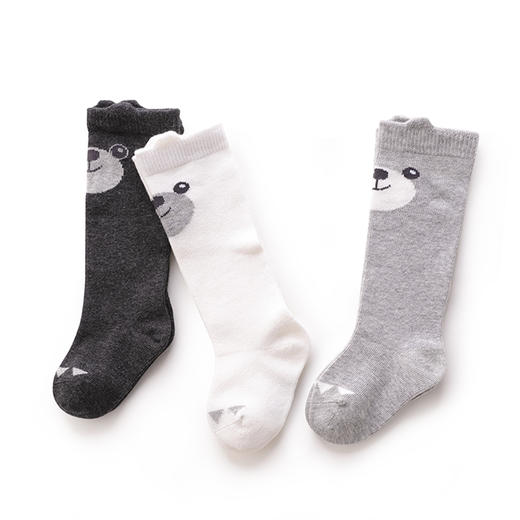 拉比-鞋袜类（常年）C9熊头半筒袜（3双装）灰色 商品图4