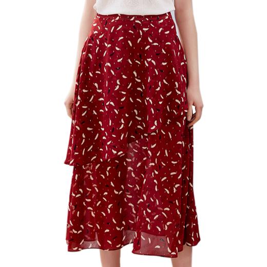 欧芮儿新款女装夏装雪纺半身裙女中长款高腰显瘦荷叶边女裙9XQB21001 商品图4