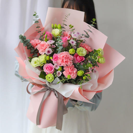 康乃馨混搭精美花束送妈妈老师女性长辈生日探望母亲节节日问候祝福