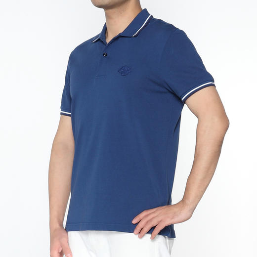 Marco Azzali 藏青色小豹头刺绣POLO衫 T5259601 商品图1