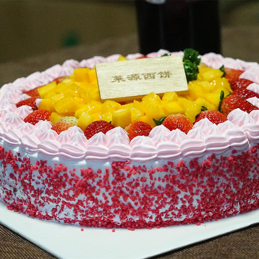 花开富贵圆形水果蛋糕越南大台芒果肉棒棒的