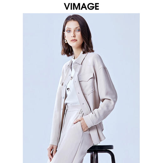 VIMAGE纬漫纪时尚帅气工装风中性风简约衬衫女上衣V1309901 商品图5