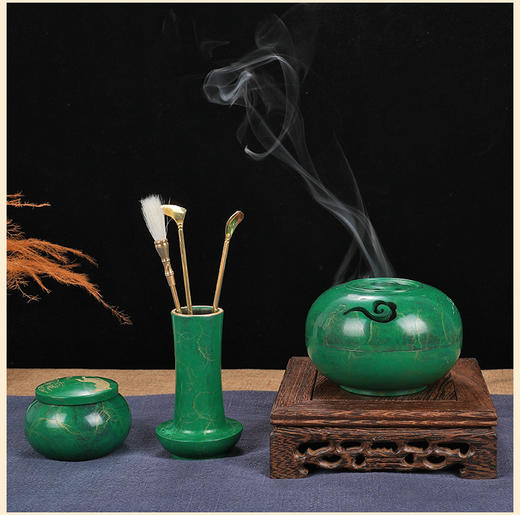 【吉祥如意】纯铜香道11件套纯铜香道香篆套装 入门香模打拓香拓香篆炉檀香炉 祥云珠玉新款香道套装 商品图2