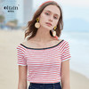 欧芮儿夏装条纹针织衫女显瘦短袖T恤女百搭上衣CSXWP916286 商品缩略图0