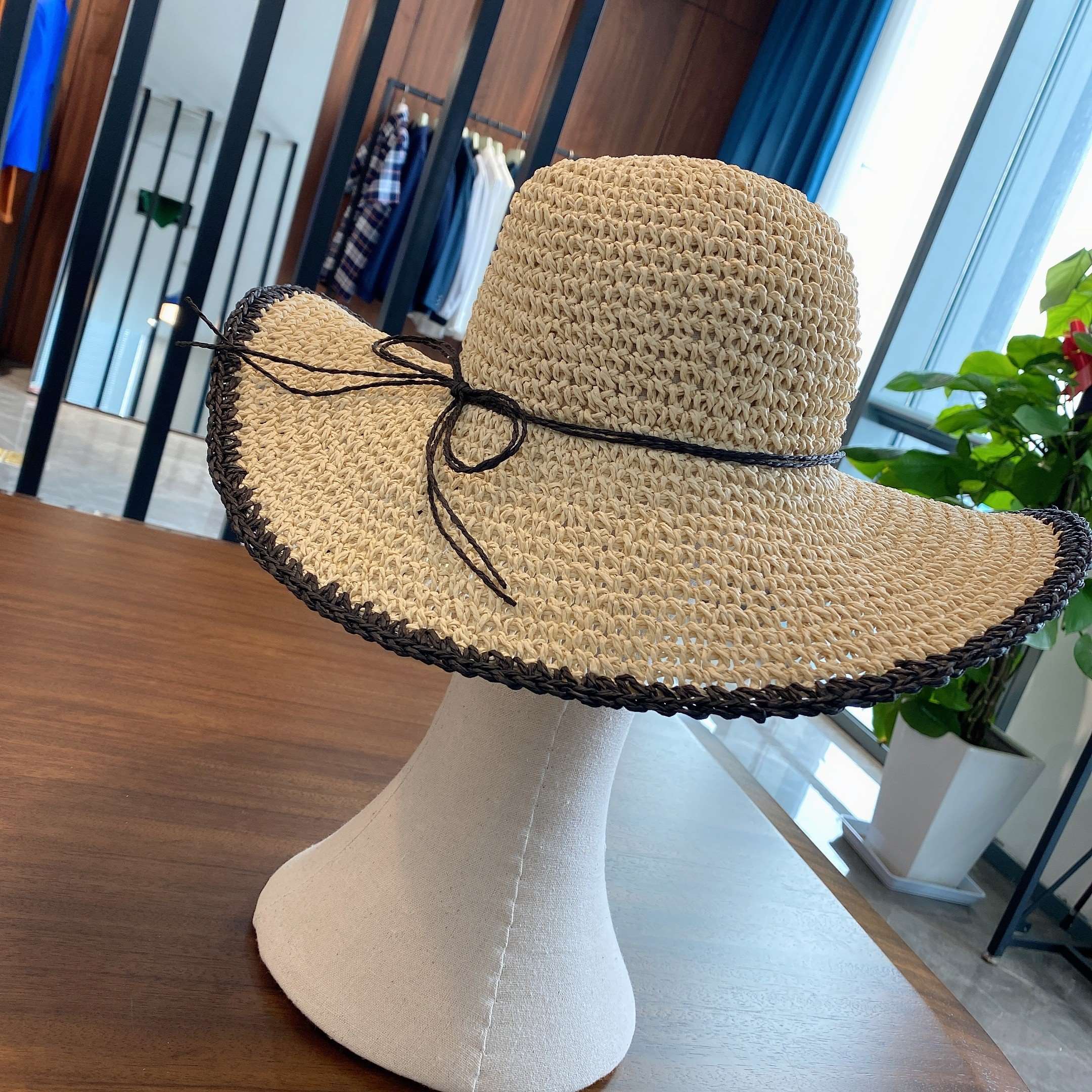 出口手工编织宽檐草帽