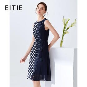 EITIE爱特爱夏季新款洋气波点拼接无袖收腰雪纺连衣裙女中长59076117