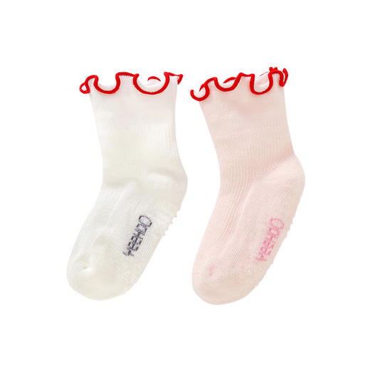 英氏婴儿松口袜宝宝袜子女宝宝四季花边袜2双装新款YIWGJ00014A01 商品图0