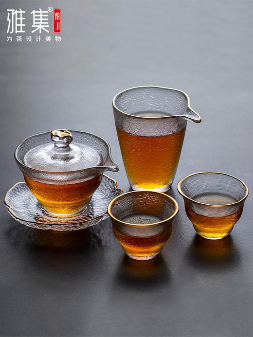 雅集茶具 冰点日式锤纹盖碗茶杯公道杯 功夫茶具套装 商品图0
