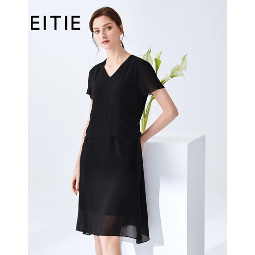 EITIE爱特爱夏季新款通勤显瘦直筒宽松不规则A摆连衣裙女5907674 商品图1