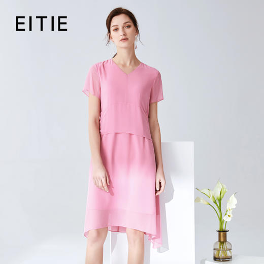 EITIE爱特爱夏季新款通勤显瘦直筒宽松不规则A摆连衣裙女5907674 商品图0