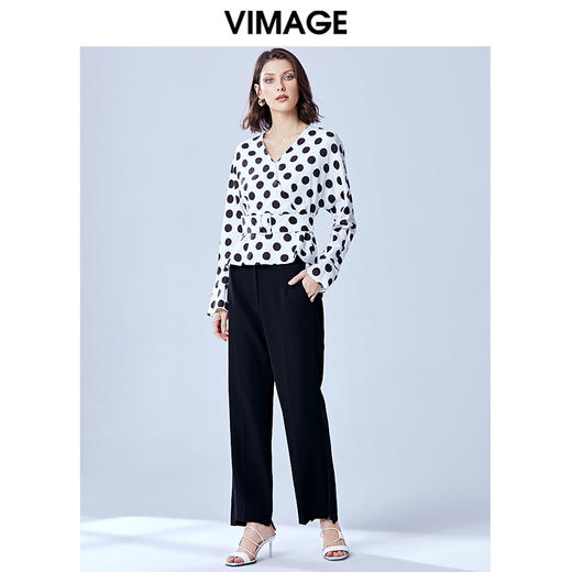 VIMAGE纬漫纪夏款职业干练通勤显瘦直筒裤女百搭西装长裤V1305908 商品图1