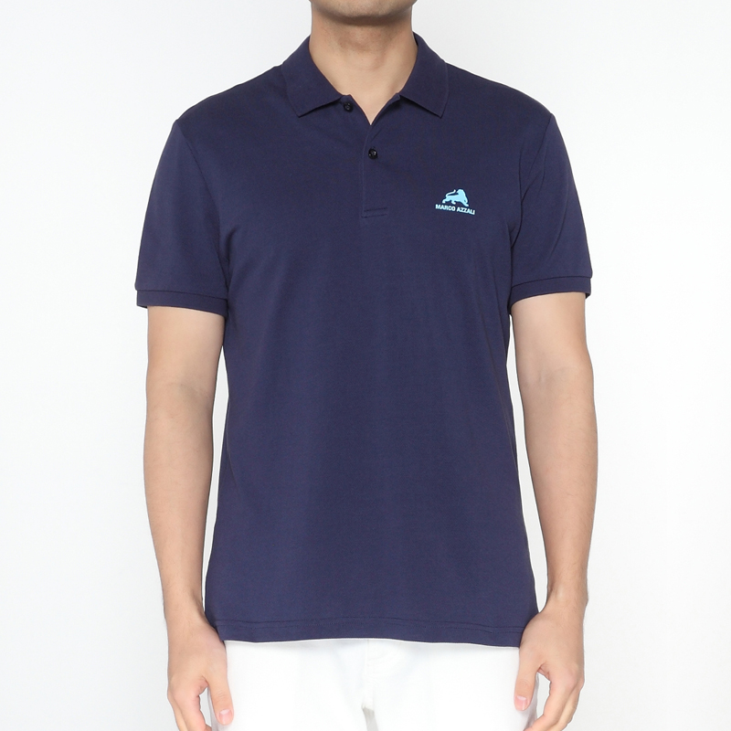 Marco Azzali 藏青色胶印小豹子POLO衫 T5258100