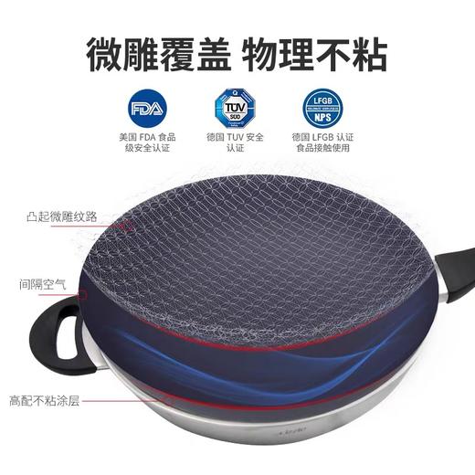 cizzle喜时【安馨】精雕网纹炒锅不粘锅不锈钢煎盘煎牛排家用平底锅炒菜锅30cm 商品图5