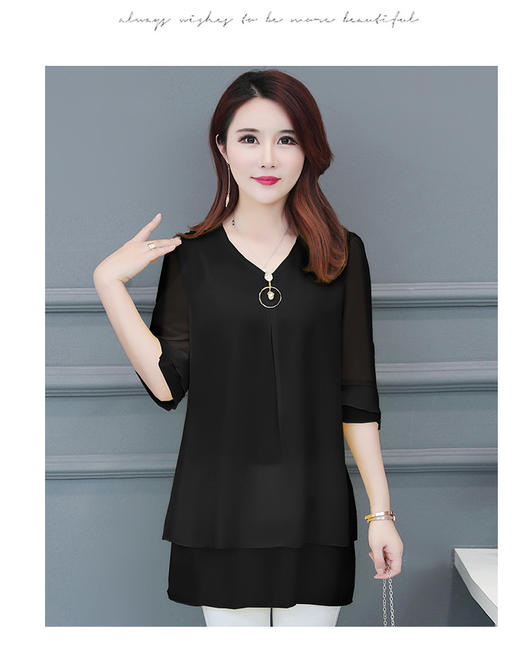 YH-981830夏季新款胖MM加肥加大码女装雪纺衫 商品图4