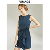vimage纬漫纪夏季新款时尚高冷御姐风无袖圆领连衣裙黄色气质裙子V1107747 商品缩略图2