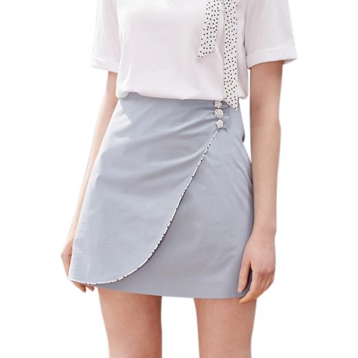 欧芮儿女装夏装重工包臀半身裙女高腰a字裙钉珠短裙子 商品图4