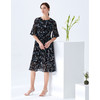 EITIE爱特爱夏季新款通勤OL圆领收腰喇叭袖印花连衣裙女59076122 商品缩略图1