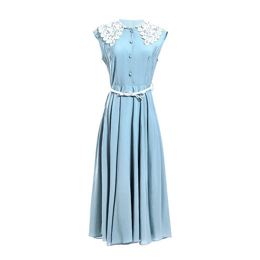 XP-HBLJR6971夏季新款色高腰短袖长裙连衣裙 商品图4