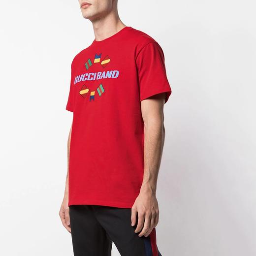 gucci古驰gucci男装男士band刺绣印花标识宽松版短袖t恤衫565806xjb2x