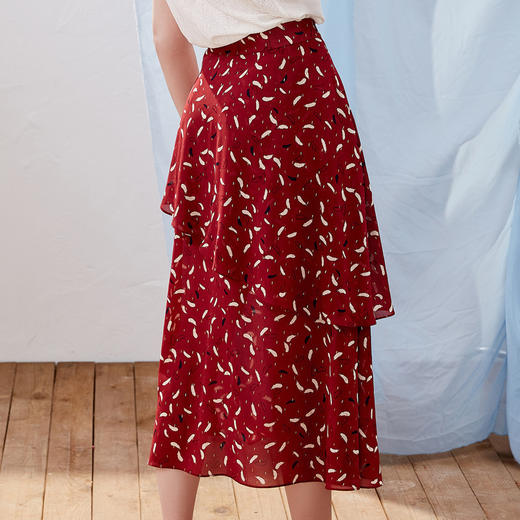 欧芮儿新款女装夏装雪纺半身裙女中长款高腰显瘦荷叶边女裙9XQB21001 商品图2