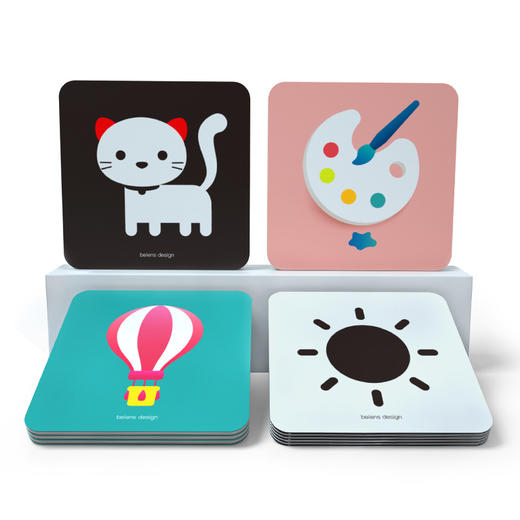 贝恩施黑白卡片婴儿早教卡 宝宝视觉激发闪卡彩色0-3个月1岁玩具ZJ50 商品图1