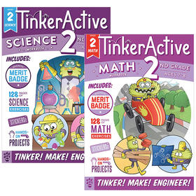 二年级数学科学练习册2册 英文原版 TinkerActive Workbooks 2nd Grade Math Science 英文版原版书籍 进口英语辅导书