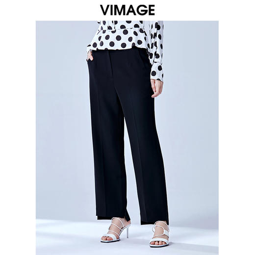 VIMAGE纬漫纪夏款职业干练通勤显瘦直筒裤女百搭西装长裤V1305908 商品图0