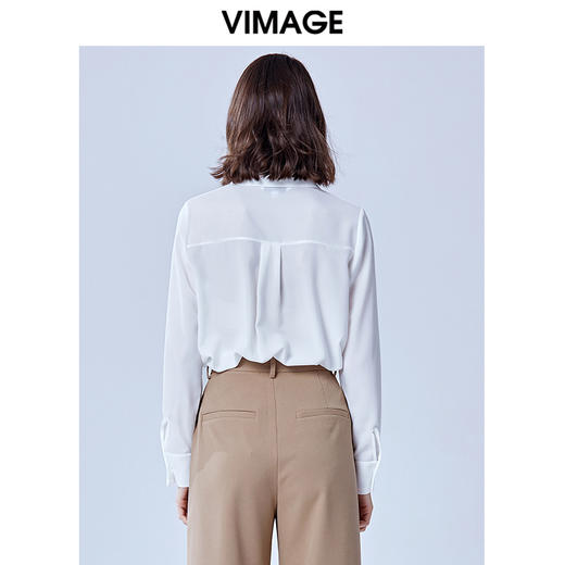 VIMAGE纬漫纪夏款时尚干练职业纯色百搭显瘦雪纺衬衫女薄V1309911 商品图3