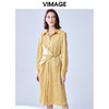 VIMAGE纬漫纪夏款轻薄丝滑纯色收腰通勤职业衬衫连衣裙女V1307903 商品缩略图4