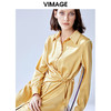 VIMAGE纬漫纪夏款轻薄丝滑纯色收腰通勤职业衬衫连衣裙女V1307903 商品缩略图0