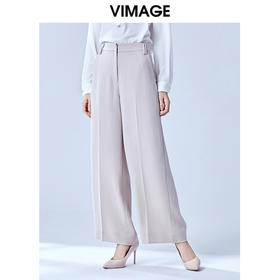 VIMAGE纬漫纪夏款时尚宽松显瘦垂感阔腿裤雪纺轻薄女长裤V1305934