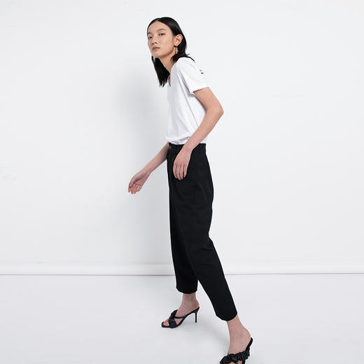 322工房 纯棉 80支纱长绒棉V领白T恤 商品图2