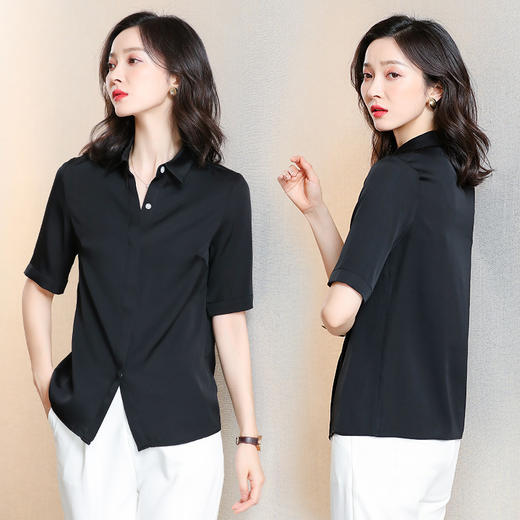 纯色百搭，气质简约真丝短袖衬衫ASE-3350 商品图7