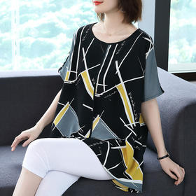 MQ-1706-133夏装新款宽松洋气特大码遮肚短袖T恤YY