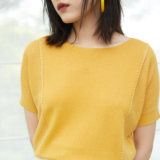 NEELLY夏季新款时髦百搭一字领针织衫N072004AA001 商品图1