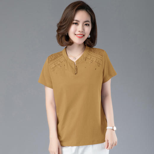 HH  20135洋气短款时尚百搭纯棉绣花T恤 商品图2