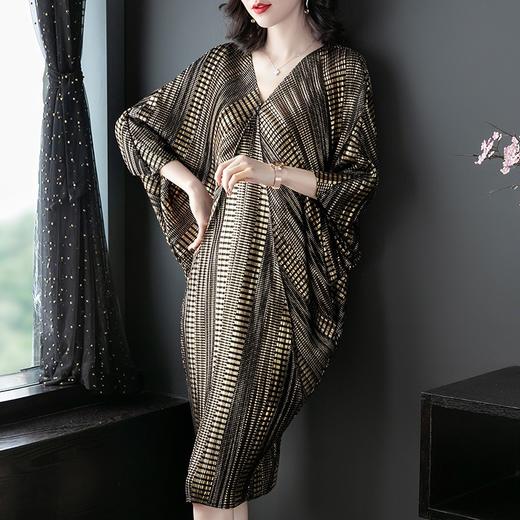 MQ-ME201春夏新款高端褶皱大码胖mm贵夫人连衣裙YY 商品图1