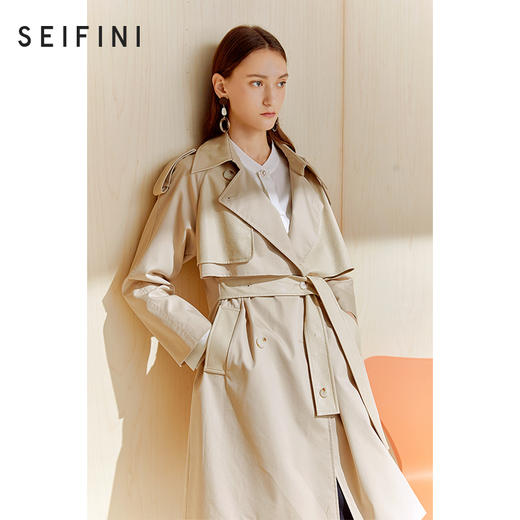 诗凡黎2020新款春装双排扣中长款风衣外套女3b1160411