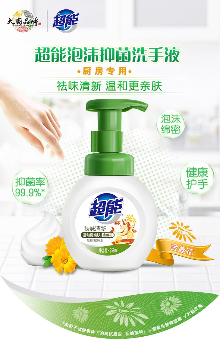超能泡沫抑菌洗手液258ml