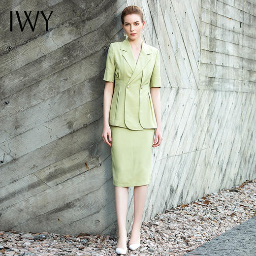 IWY/黄绿色五分短袖西装长裤套装12C1+12P1+12S1 商品图7