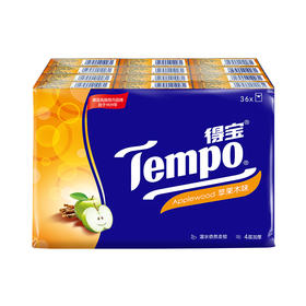 得宝（Tempo） 纸巾苹果木味手帕纸4层36包 纸巾小包便携装手帕纸餐巾纸