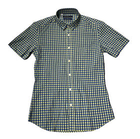 Marco Azzali 蓝黄交织小方格衬衫 C3654600