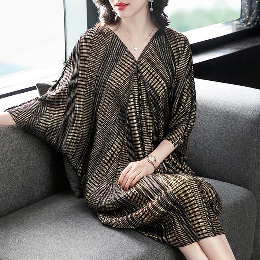 MQ-ME201春夏新款高端褶皱大码胖mm贵夫人连衣裙YY 商品图0