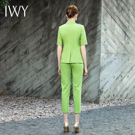 夏季高档双排扣西装女时尚职业装绿色短袖西装套装202009CPS1 商品图3