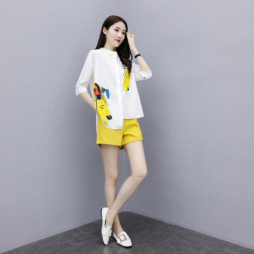 AHM-xrwy5063夏季胖妹妹印花短袖套装 商品图1