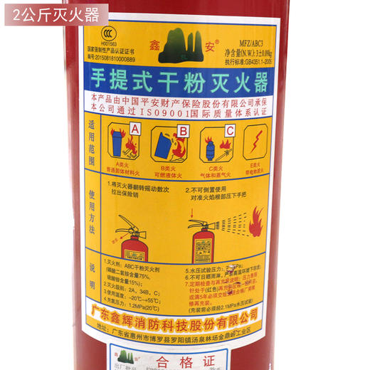2kg干粉灭火器手提式家用2公斤灭火器2千克ABC灭火器消防器材 商品图6