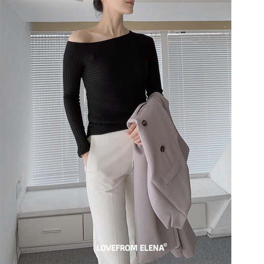 双色选｜强弹力露肩针织衫 商品图6