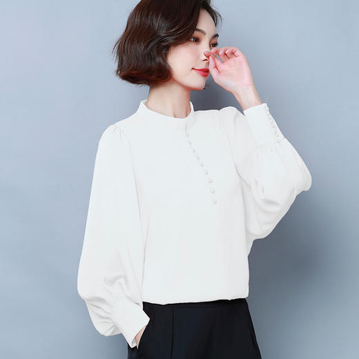 F-NL9381长袖宽松灯笼袖新款上衣雪纺衫 商品图1