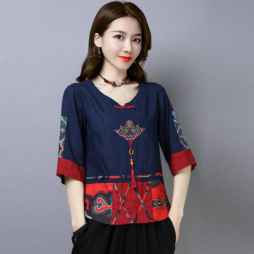 民族风上衣裤子洋气棉麻两件套zq1936