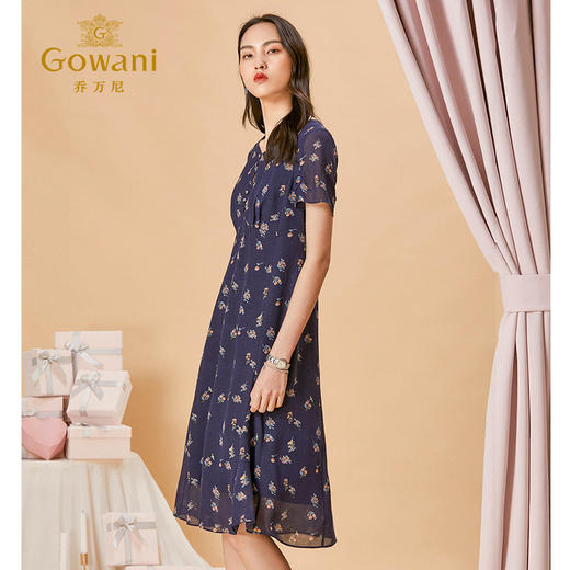 乔万尼桑蚕丝连衣裙女夏新款时尚气质真丝弹力缎连衣裙中长款ES2E146 商品图1